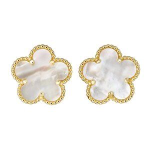 Clover 5 Leave Stud Earrings 18k GP 925 Sterling Silver / Mother of Pearl